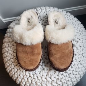 UGG Womens Shearling Slippers Slides Tan Brown